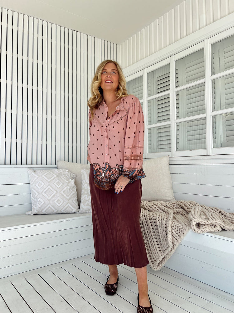 Jaase Eliza Blouse with V-Neck Lace Buttons Balloon Sleeve - Seraphina - Style House Fashion Jaase Jaase