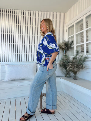 Jaase Gabriella Blouse Top with V Neck Lantern Sleeve - Asteria - Style House Fashion Jaase