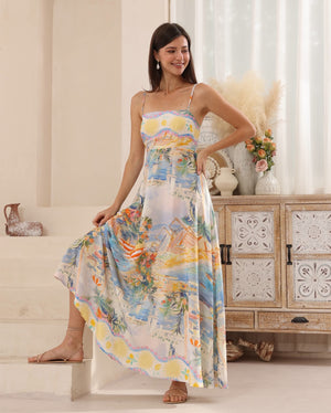 Iris Maxi Collette Maxi Dress Square Neckline Pockets Spaghetti Strap - Summer Down Under