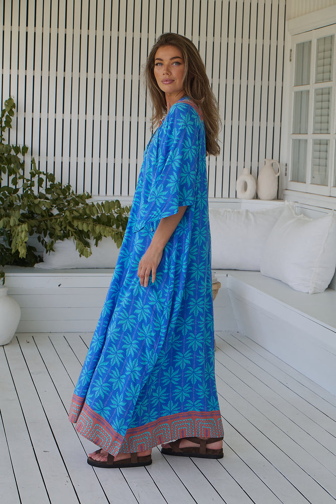 Jaase Bree Maxi Dress with V Neck Button Bodice Hankerchief Sleeve - Take Me On Vacay - Style House Fashion