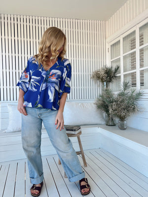 Jaase Gabriella Blouse Top with V Neck Lantern Sleeve - Asteria - Style House Fashion Jaase