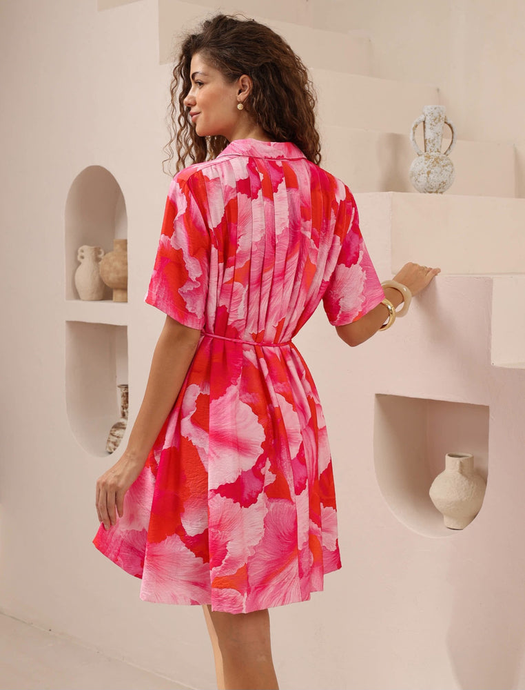 Iris Maxi Ellie Mini Dress with V-Neck Collar Buttoned Front - Jovie