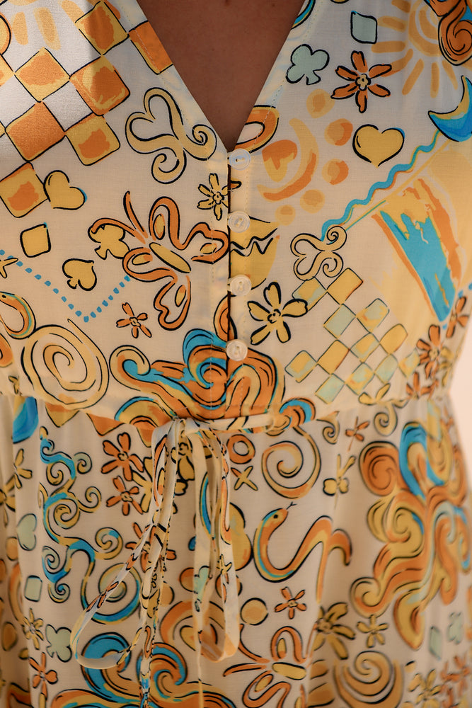 Jaase Ebony Maxi Dress with Half Sleeve V Neck Crochet Pockets - Sonnie - Style House Fashion Jaase