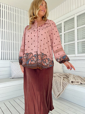 Jaase Eliza Blouse with V-Neck Lace Buttons Balloon Sleeve - Seraphina - Style House Fashion Jaase Jaase