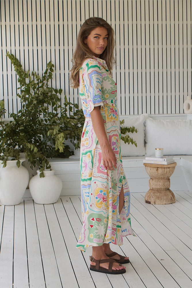 Jaase Pepper Midi Shirt Dress with Collar Buttons - La Mer - Style House Fashion Jaase