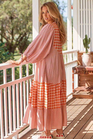 Jaase Ria Midi Dress with Pockets V Neck Buttoned Through - Winny
