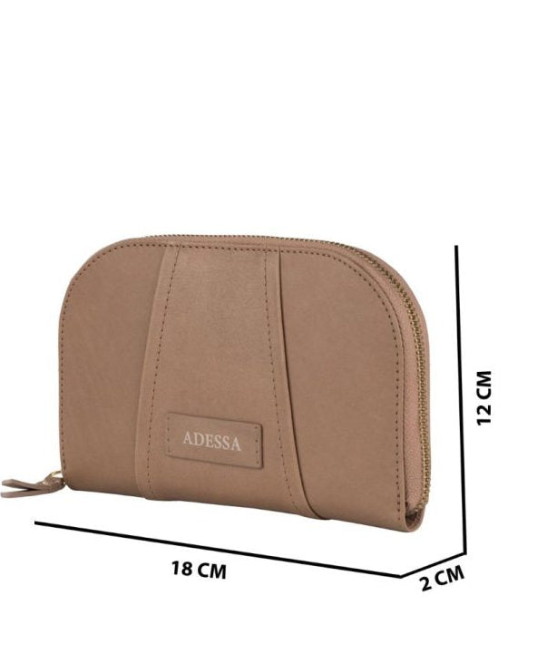Adessa Essen Genuine Leather Half Moon Wallet - Mushroom