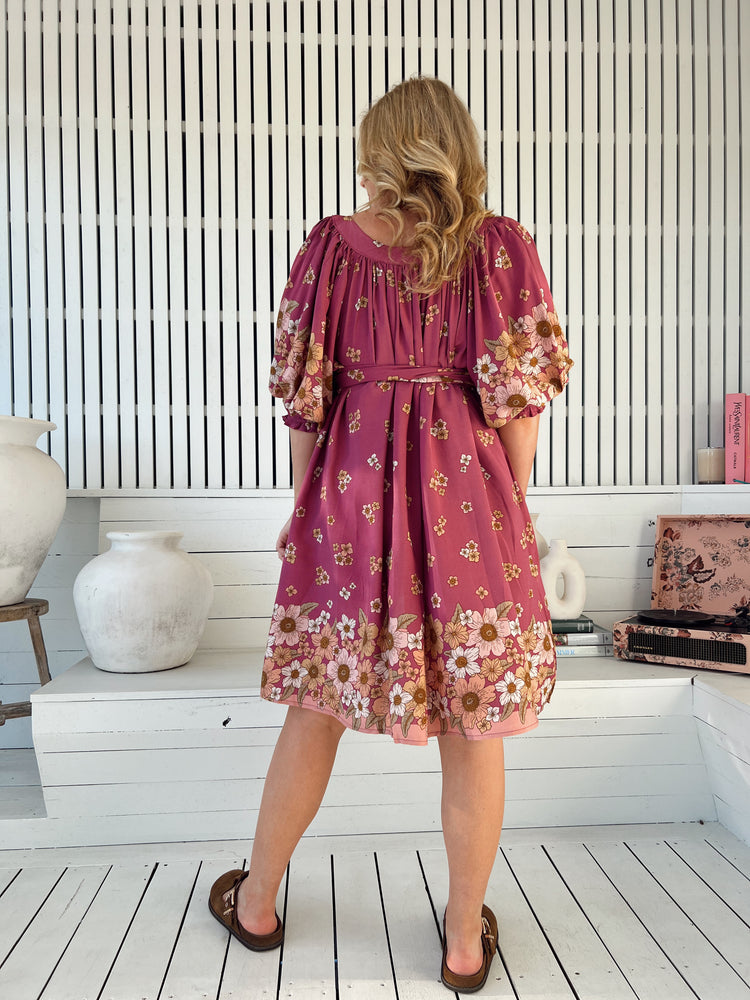 Jaase Evelyn Mini Dress with Pockets V Neck Buttoned Relaxed Shift - Bee Orchid - Style House Fashion Jaase