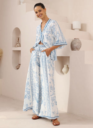 Iris Maxi Palazzo Pants with Drawstring Waist Wide Leg - Eden