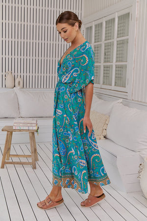 Jaase Fields Maxi Dress with V Neck Caftan Style Sleeve  - Ventura - Style House Fashion