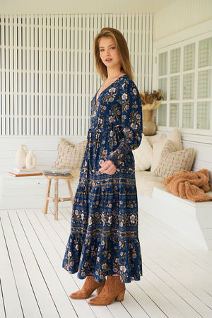 Jaase Stephanie Maxi Dress Long Billowy Shirred Sleeve - Adeline - Style House Fashion Jaase