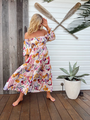 Jaase Tulli Midi Dress with Shirred Bodice Pockets Puff Sleeve - Sweet Lilly - Style House Fashion Jaase Jaase Jaase