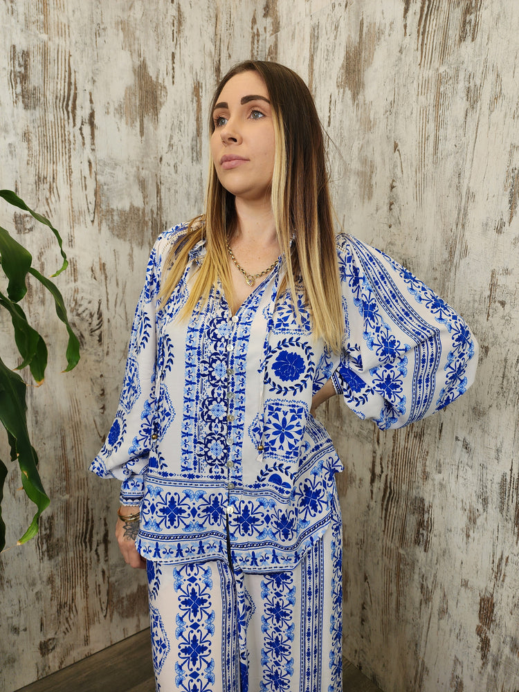 Kelsie Long Sleeve Blouse - Sicily - Style House Fashion Iris Maxi