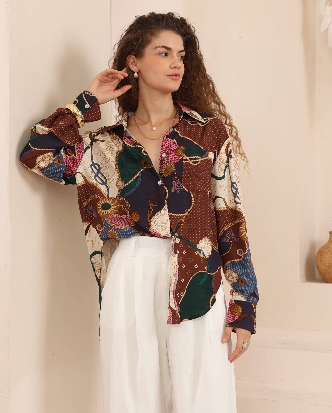 Iris Maxi Layla Shirt with Collar Buttoned Sleeves Button Cuff - Bianca - Style House Fashion Iris Maxi