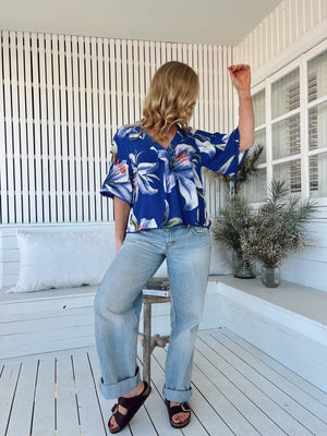 Jaase Gabriella Blouse Top with V Neck Lantern Sleeve - Asteria - Style House Fashion Jaase