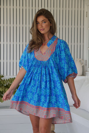 Jaase Boheme Mini Dress with Mandarin Collar Pockets - Take Me On Vacay - Style House Fashion