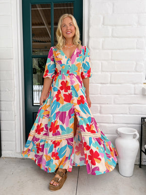 Jaase Molli Maxi Dress with Half Sleeve V Neck Pockets - Ohana