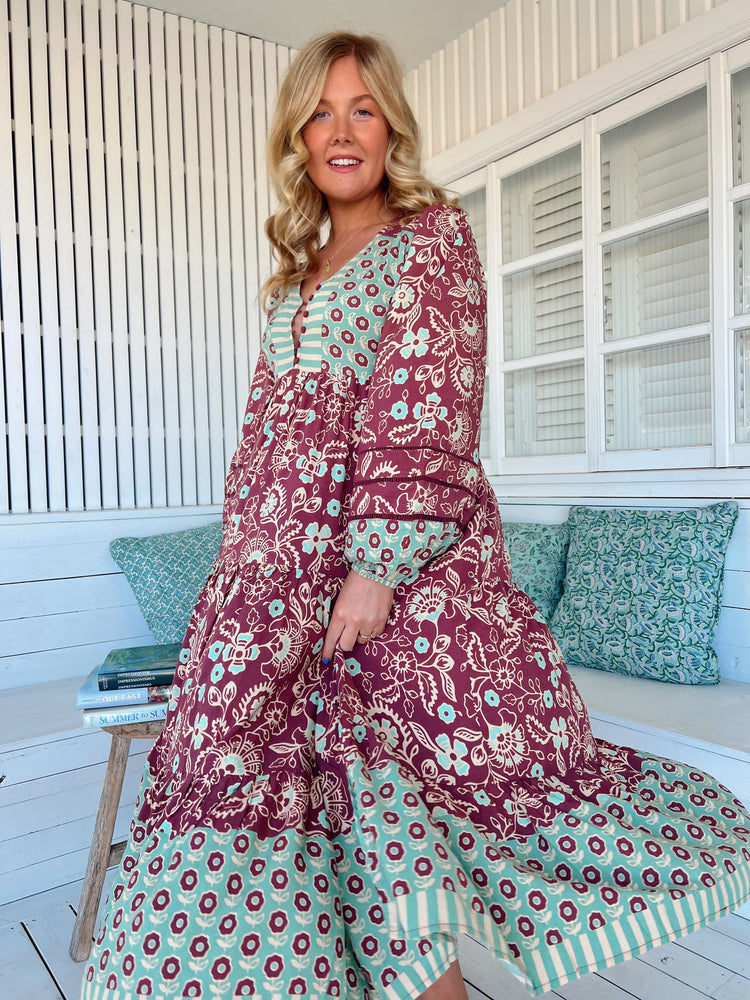 Jaase Eve Midi Dress with Long Billowy Sleeve - Athena - Style House Fashion Jaase Jaase
