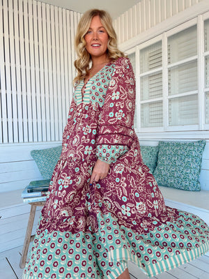 Jaase Eve Midi Dress with Long Billowy Sleeve - Athena - Style House Fashion Jaase Jaase