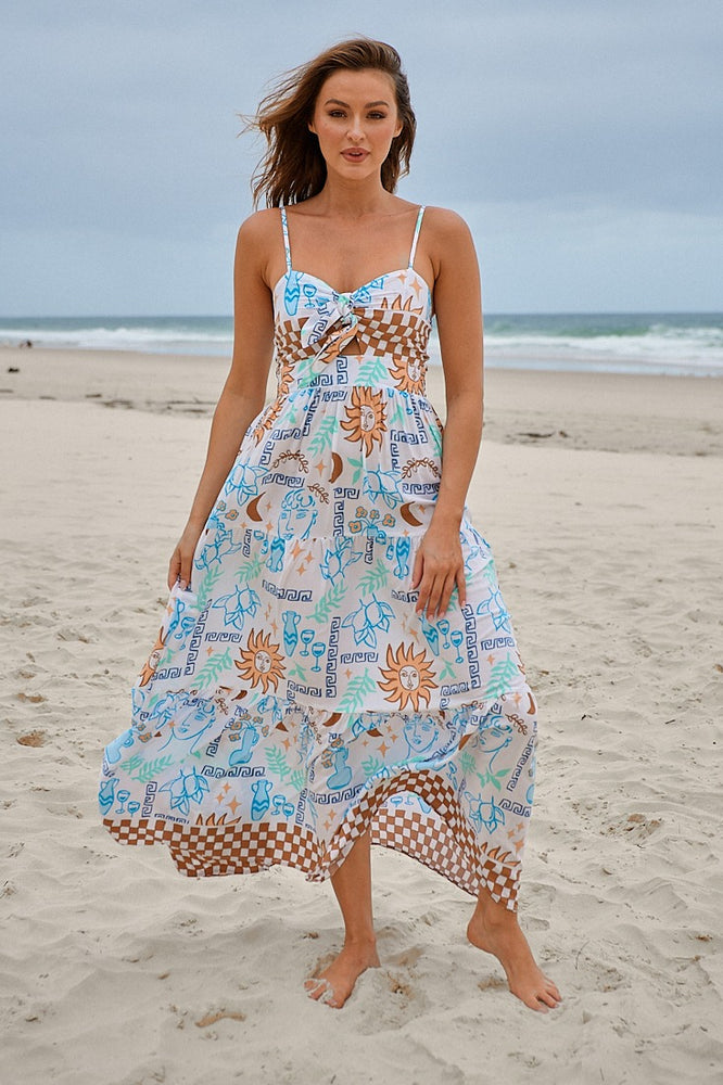 Jaase Bambi Maxi Dress with Adjustable Strap Shirred Back - Rhodes - Style House Fashion Jaase