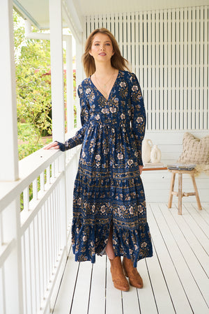 Jaase Stephanie Maxi Dress Long Billowy Shirred Sleeve - Adeline - Style House Fashion Jaase