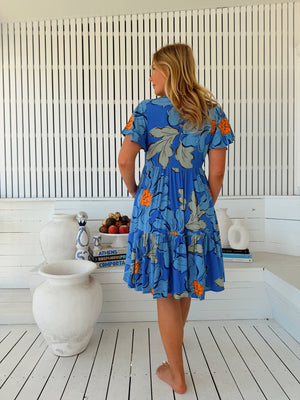 Jaase Rhys Mini Dress with Pockets V-Neck Flutter Sleeve - Blue Bell - Style House Fashion Jaase Jaase Jaase Jaase