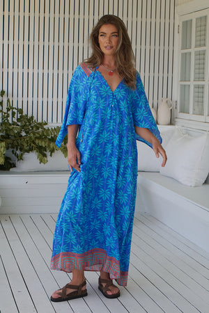 Jaase Bree Maxi Dress with V Neck Button Bodice Hankerchief Sleeve - Take Me On Vacay - Style House Fashion