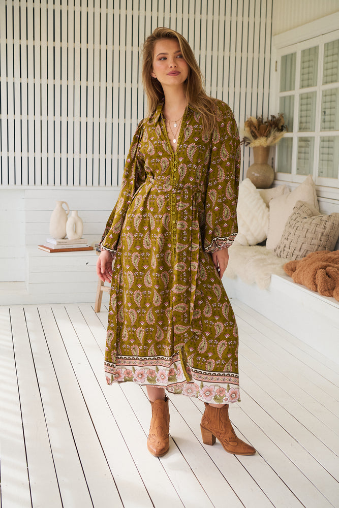Jaase Whitney Shirt Maxi Dress with Collar Buttoned Front Lace Detail - Amalie - Style House Fashion Jaase Jaase Jaase