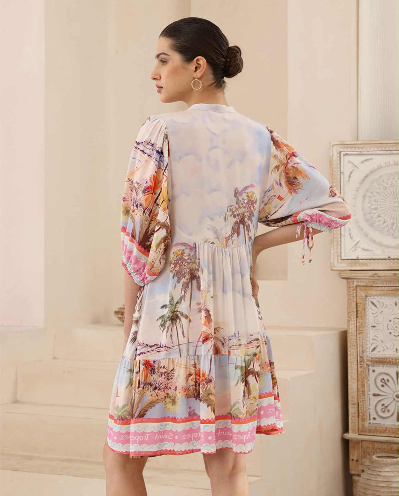 Iris Maxi Emma Mini Dress with V Neck Buttons Pockets - Reverie - Style House Fashion Iris Maxi