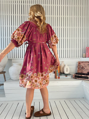 Jaase Evelyn Mini Dress with Pockets V Neck Buttoned Relaxed Shift - Bee Orchid - Style House Fashion Jaase