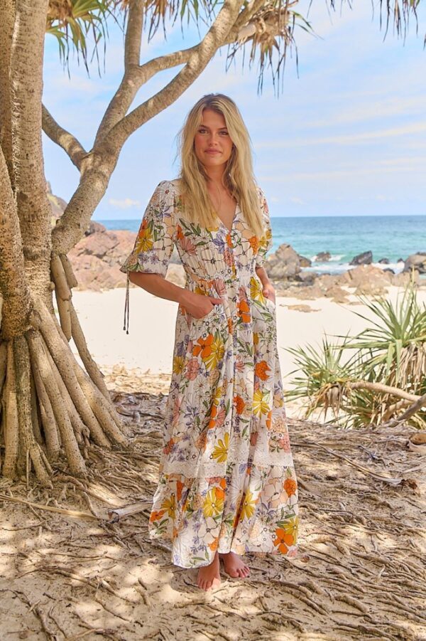 Jaase Molli Maxi Dress with Half Sleeve V Neck Pockets - Dalilah