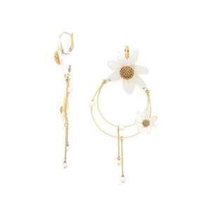 Franck Herval Marguerite Mother Of Pearl Shell Statement Earrings - Style House Fashion Franck Herval