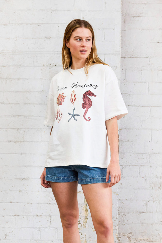 Primrose Aquatic Symphony Oversized Vintage T-Shirt - Ocean Treasures