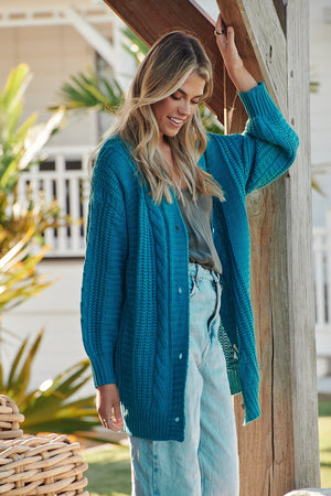 Jaase Azure Knit Cardigan - Teal - Style House Fashion Jaase