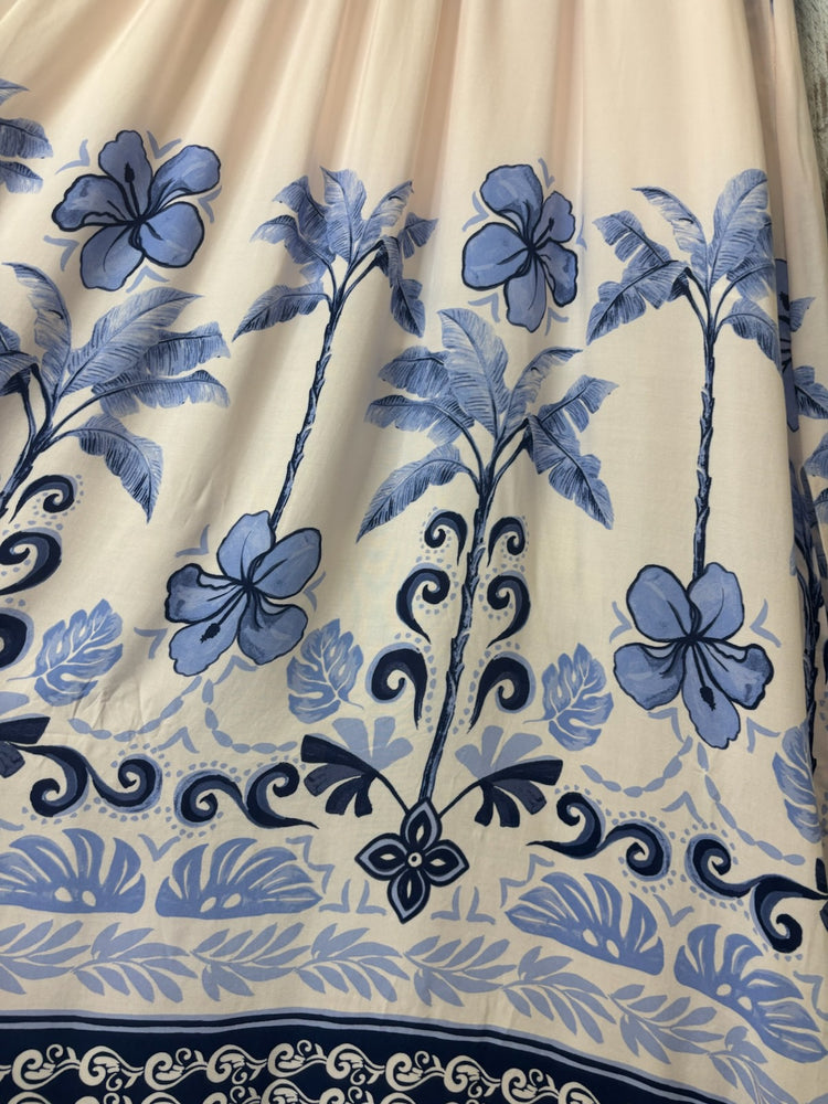 Iris Maxi Dee Maxi Dress with Pockets V Neck - Azure Palms