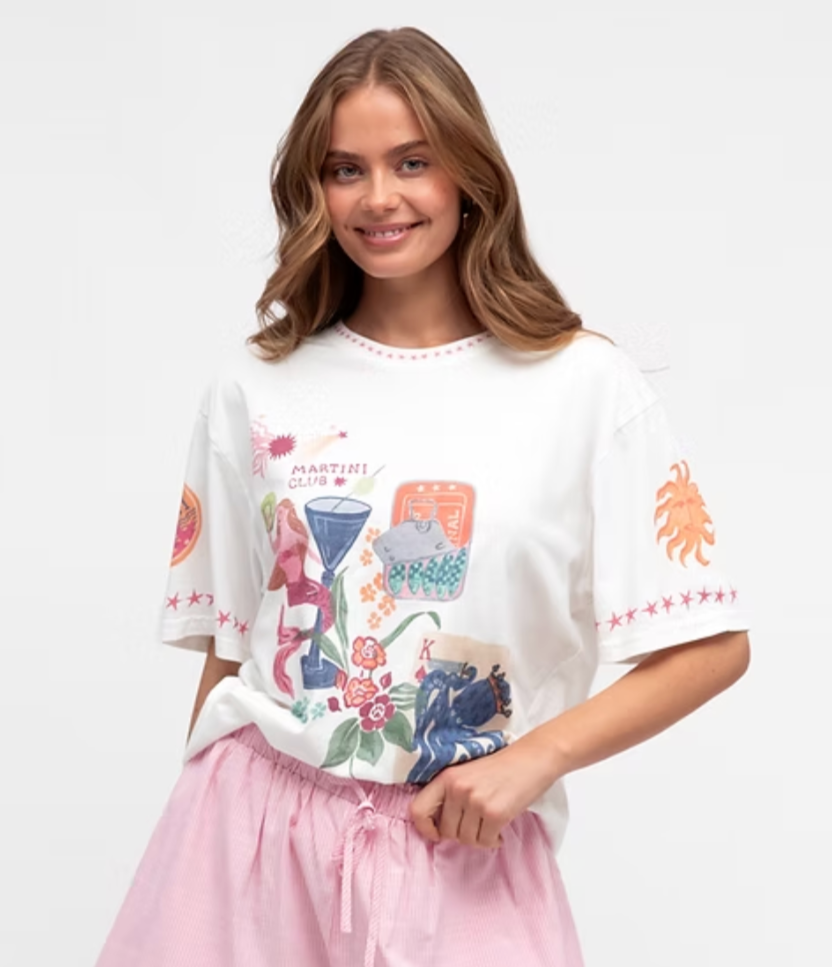 Label Of Love Martini Club Oversized Vintage T-Shirt