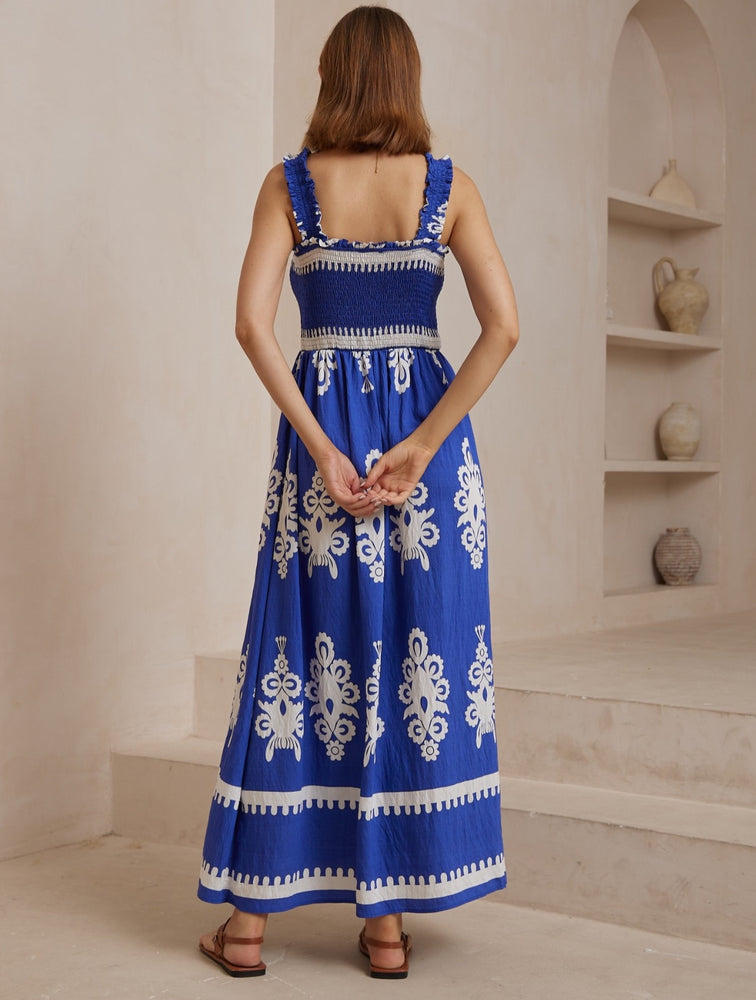 Iris Maxi Allira Maxi Dress - White Blue Flourish - Style House Fashion Iris Maxi