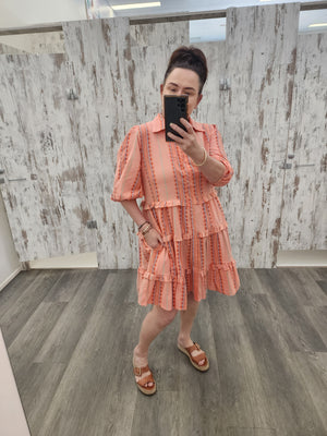 Joop & Gypsy Carolina Cotton Dress with V-Neck Collar Pockets - Apricot Dreams - Style House Fashion Joop and Gypsy Joop and Gypsy Joop and Gypsy Joop and Gypsy