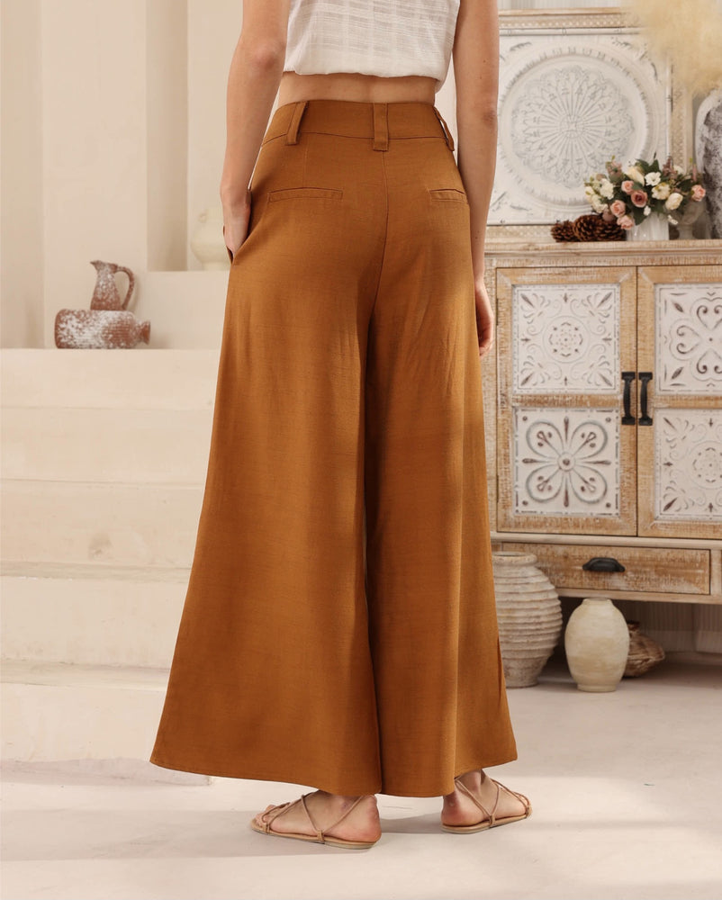 Iris Maxi Joplin Silk Linen Pants - Rust - Style House Fashion Iris Maxi