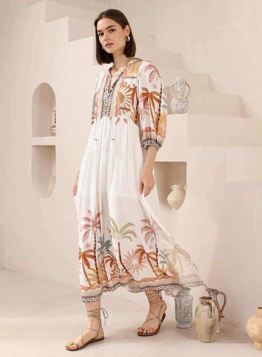 Iris Maxi Dee Maxi Dress with Pockets V Neck - Alaia