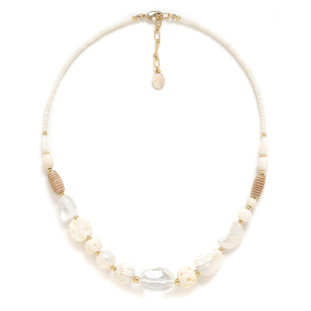 Nature Bijoux Pondichery Mother Of Pearl Quartz Shell Necklace