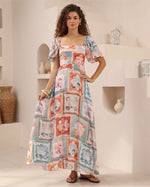 Iris Maxi Charlotte Maxi Dress with Shirred Bodice Flutter Sleeve - Baltic - Style House Fashion Style House Fashion