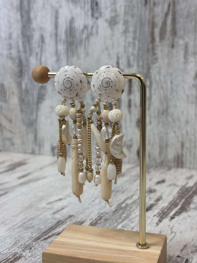 Nature Bijoux Pondichery Multidangle Mother Of Pearl Shell Statement Earrings