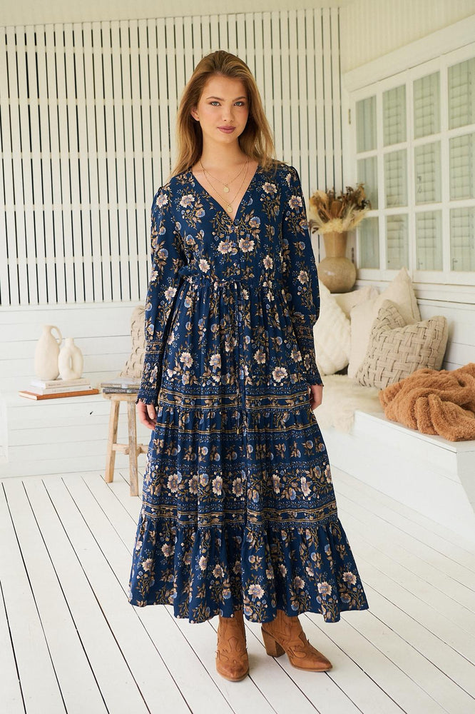 Jaase Stephanie Maxi Dress Long Billowy Shirred Sleeve - Adeline - Style House Fashion Jaase