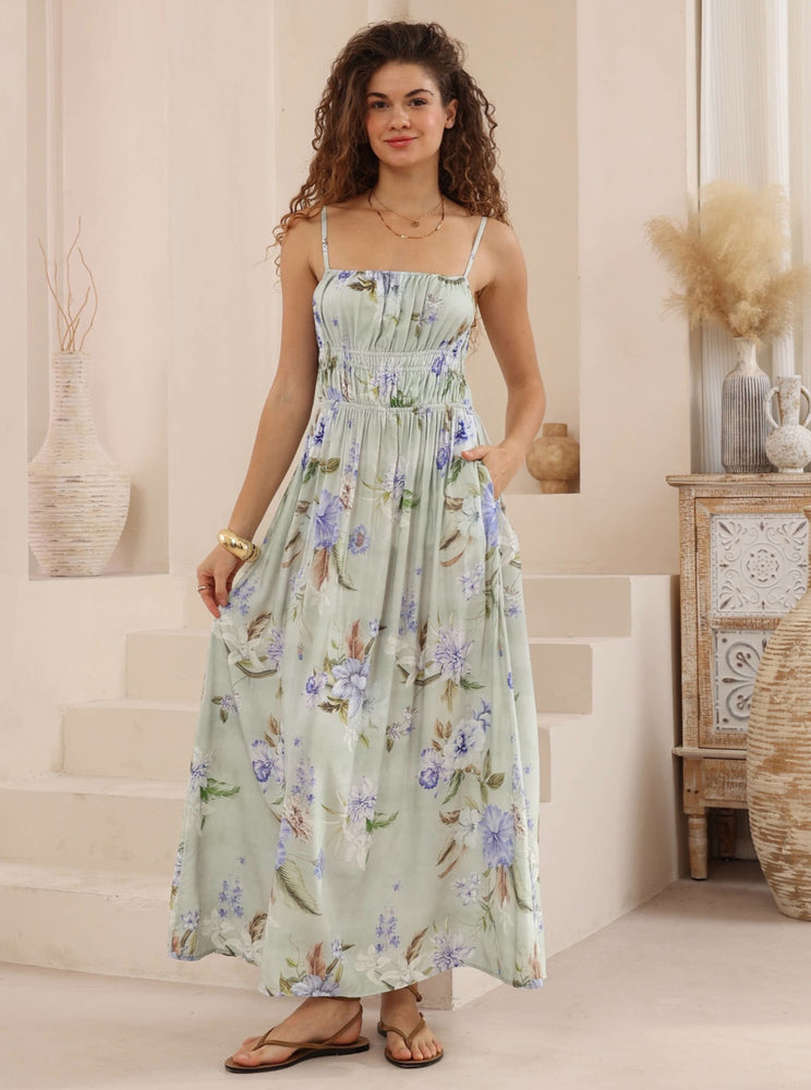 Iris Maxi Chloe Maxi Dress with Round Neckline Spaghetti Strap - Cassidy