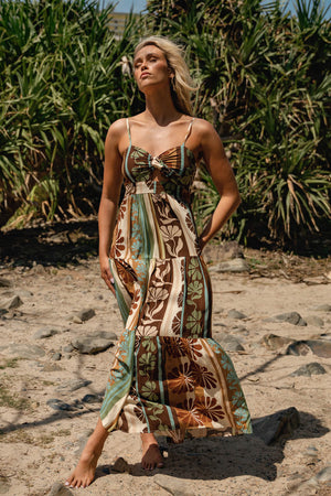 Jaase Bambi Maxi Dress with Adjustable Strap Shirred Back - Cacao Mist - Style House Fashion Jaase