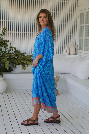 Jaase Bree Maxi Dress with V Neck Button Bodice Hankerchief Sleeve - Take Me On Vacay - Style House Fashion