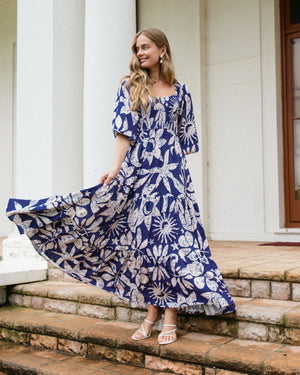 Label Of Love Moonshadow Maxi Dress With Shirred Bodice Puff Sleeve - Style House Fashion Label Of Love