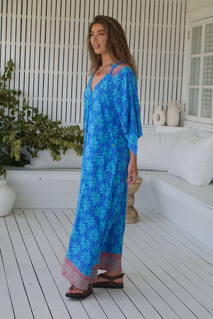 Jaase Bree Maxi Dress with V Neck Button Bodice Hankerchief Sleeve - Take Me On Vacay - Style House Fashion