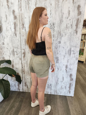 Country Denim Jodie Stretch High Rise Cargo Shorts Light Khaki - Style House Fashion Country Denim Country Denim